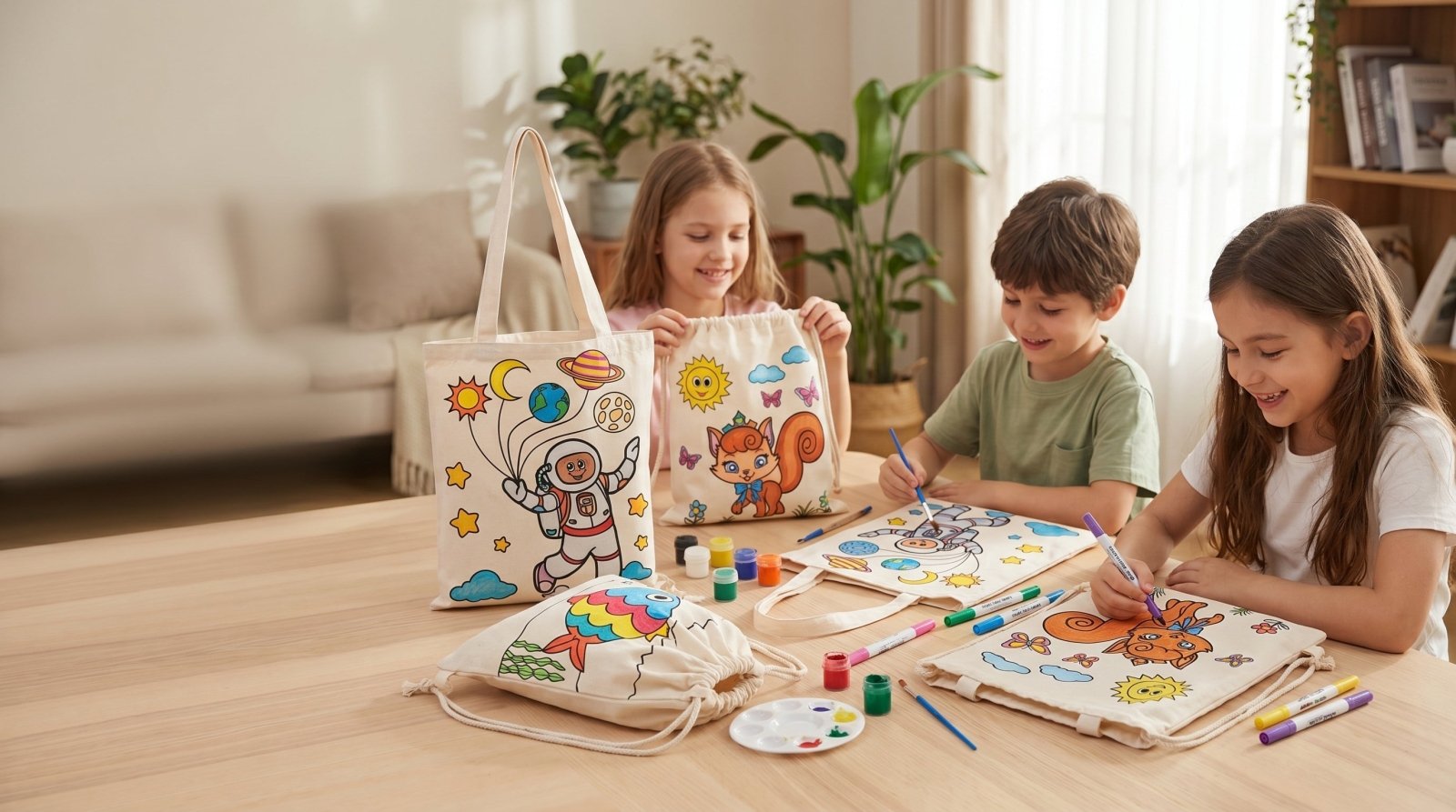Sacs fourre-tout à colorier pour les fêtes d'enfants, les voyages et les jours calmes