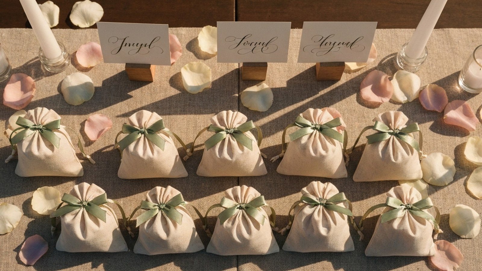 Sacs de cadeaux de mariage en vrac avec tailles et remplissages