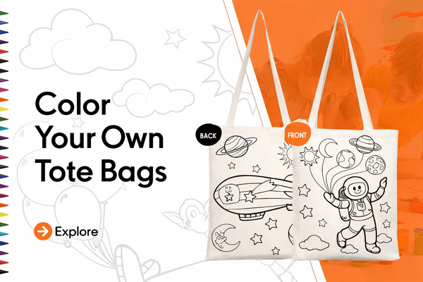 Tote bags à colorier soi-même pour fête d'anniversaire d'enfants