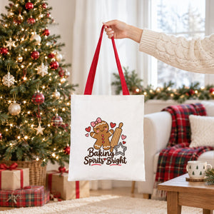 Grand sac cadeau de Noël en coton – tote bag naturel 35 × 40 cm, anses rouges, vertes ou moutarde, 9 motifs Noël & Nouvel An 2027 - Pamusan.fr