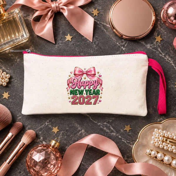 Trousse de Noël – 9 motifs Noël & Nouvel An 2027, trousse en tissu zippée en 6 couleurs 21 × 10 cm – coton gabardine - Pamusan.fr