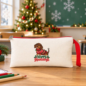 Trousse de Noël – 9 motifs Noël & Nouvel An 2027, trousse en tissu zippée en 6 couleurs 21 × 10 cm – coton gabardine - Pamusan.fr