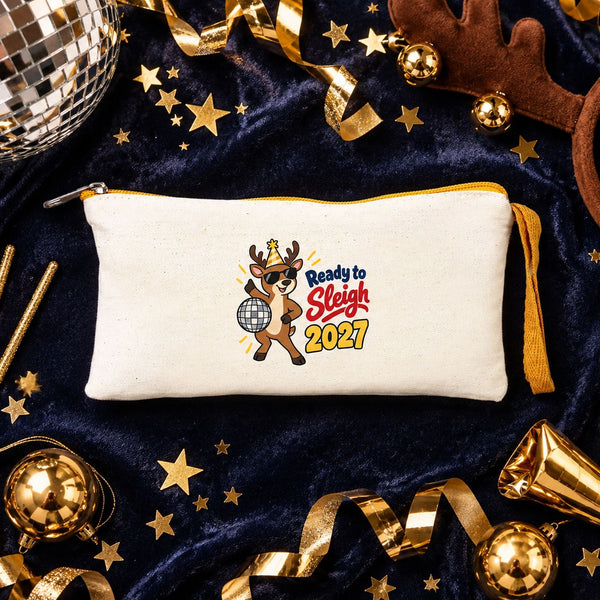Trousse de Noël – 9 motifs Noël & Nouvel An 2027, trousse en tissu zippée en 6 couleurs 21 × 10 cm – coton gabardine - Pamusan.fr