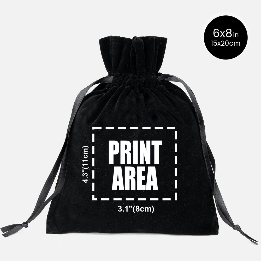 Personalized Black Velvet Drawstring Pouch – 6" × 8" (15 × 20 cm) - Pamusan.com
