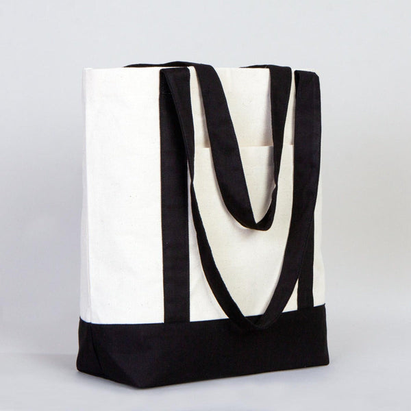 Black Canvas Tote Bag – Large 16"x14"x5", Eco - Friendly & Reusable - Pamusan.com