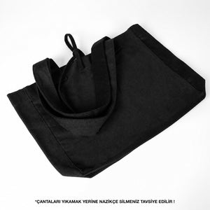 Black Canvas Shopping Tote Bag – 14 × 12 × 4 (35 × 30 × 10 cm) – Thick 10 oz Cotton - Pamusan.com