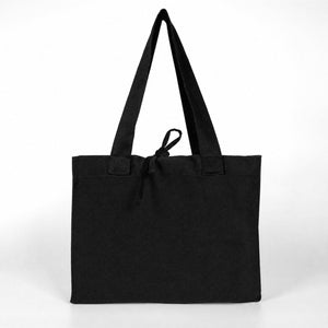 Black Canvas Shopping Tote Bag – 14 × 12 × 4 (35 × 30 × 10 cm) – Thick 10 oz Cotton - Pamusan.com