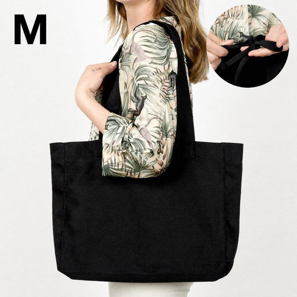 Black Canvas Shopping Tote Bag – 14 × 12 × 4 (35 × 30 × 10 cm) – Thick 10 oz Cotton - Pamusan.com
