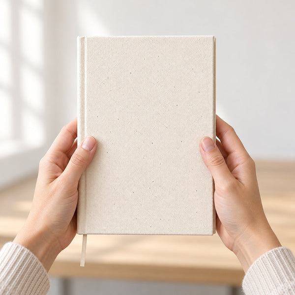 Blank Canvas Notebook – A5 (7.9" × 5.5" / 20 × 14 cm), 80 Unlined Sheets, Natural Cotton Cover, Bulk Plain Journal - Pamusan.com