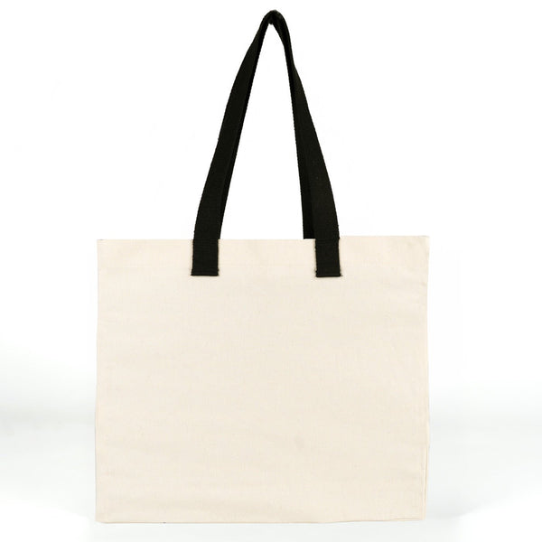 Tote bag vierge 40 x 35 x 15 cm en studio, vue de face en coton naturel