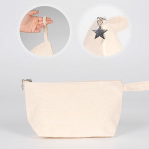 Natural cotton canvas zipper pouch with star zipper pull – Pamusan.com
