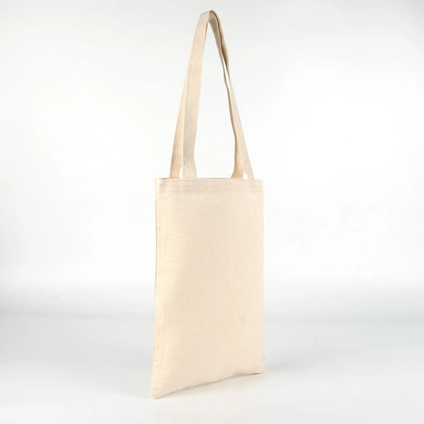 Blank Long Handle Tote Bag 10"x14" – Mini Natural Cotton, 6 oz Gabardine Fabric - Pamusan.com