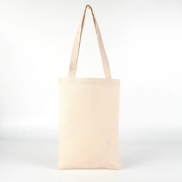 Blank Long Handle Tote Bag 10"x14" – Mini Natural Cotton, 6 oz Gabardine Fabric - Pamusan.com