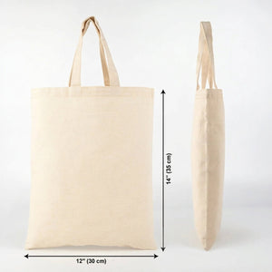 Blank Short Handle Tote Bag 12"x14" – Natural Cotton, 6 oz Gabardine Fabric - Pamusan.com