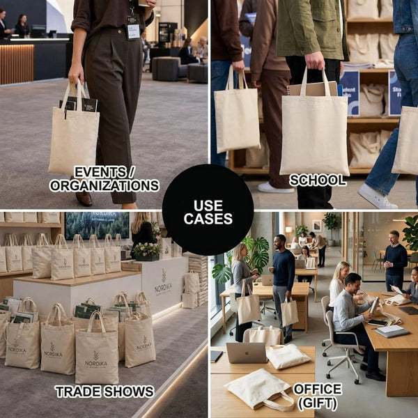 Blank Short Handle Tote Bag 12"x14" – Natural Cotton, 6 oz Gabardine Fabric - Pamusan.com