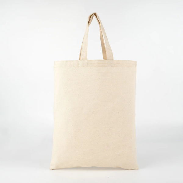 Blank Short Handle Tote Bag 12"x14" – Natural Cotton, 6 oz Gabardine Fabric - Pamusan.com