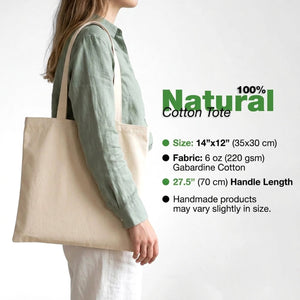Blank Wide Tote Bag 14"x12" – Landscape Natural Cotton, 6 oz Gabardine Fabric - Pamusan.com