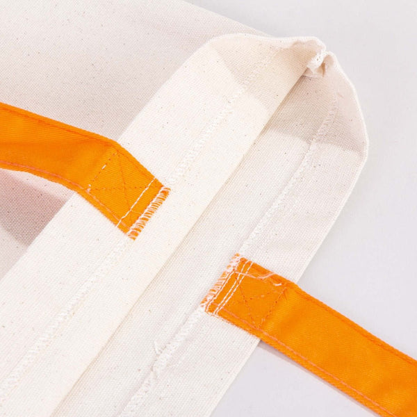Canvas Beach Tote Bag with Orange Handles – 19" × 16" × 4" (48 × 41 × 10 cm) – 10 oz Cotton - Pamusan.com