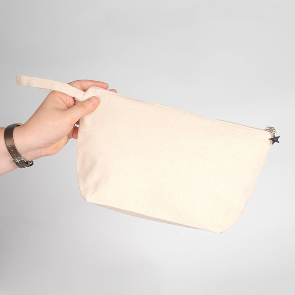 Canvas Clutch Bag – 12" x 7" x 3" | Natural Cotton Pencil & Makeup Pouch - Pamusan.com
