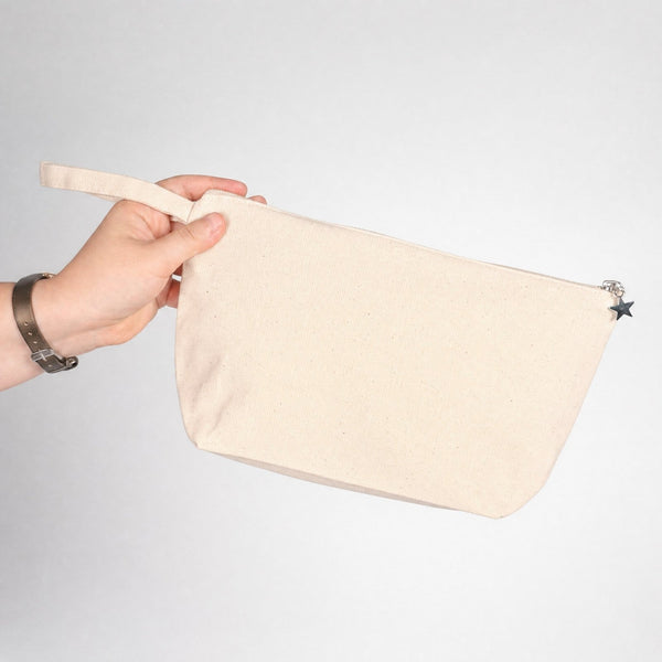 Canvas Zipper Pouch 10 x 6 x 2 in (25 x 15 x 5 cm) – Natural Cotton Makeup Bag - Pamusan.com