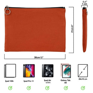 Terracotta Cotton Zippered Clutch Pouch – 12" × 8" (30 × 21 cm) – 10 oz Fabric - Pamusan.com