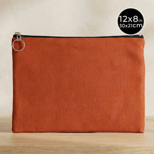 Terracotta Cotton Zippered Clutch Pouch – 12" × 8" (30 × 21 cm) – 10 oz Fabric - Pamusan.com