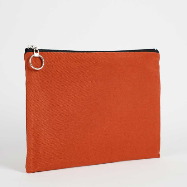 Terracotta Cotton Zippered Clutch Pouch – 12" × 8" (30 × 21 cm) – 10 oz Fabric - Pamusan.com