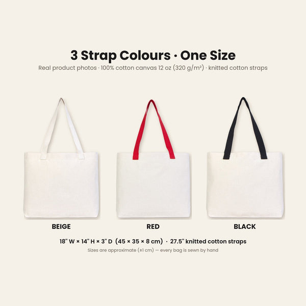 Sac cabas de Noël en toile – anses tricotées beige, rouges ou noires, 45 × 35 × 8 cm, 9 motifs Happy New Year 2027 – coton 320 g/m² - Pamusan.fr