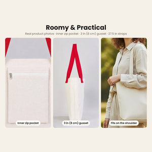 Sac cabas de Noël en toile – anses tricotées beige, rouges ou noires, 45 × 35 × 8 cm, 9 motifs Happy New Year 2027 – coton 320 g/m² - Pamusan.fr