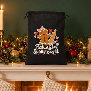 Pochon de Noël en tissu – sac cadeau à cordon 30 × 40 cm rouge, noir ou naturel, 9 motifs Noël & Nouvel An 2027 – coton - Pamusan.fr