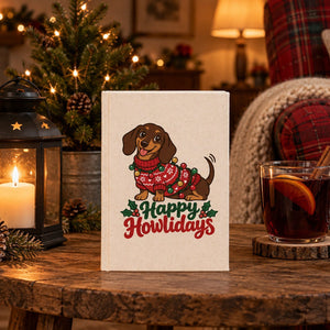 Carnet de Noël – carnet A5 en toile 14 × 20 cm, 9 motifs Noël & Nouvel An 2027, couverture naturelle ou noire, 160 pages blanches - Pamusan.fr