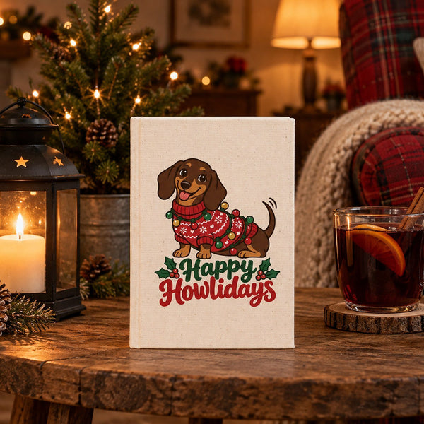 Carnet de Noël – carnet A5 en toile 14 × 20 cm, 9 motifs Noël & Nouvel An 2027, couverture naturelle ou noire, 160 pages blanches - Pamusan.fr