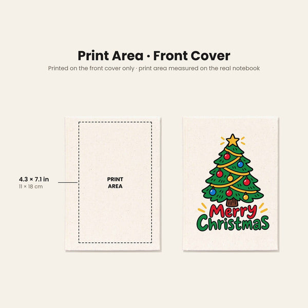 Carnet de Noël – carnet A5 en toile 14 × 20 cm, 9 motifs Noël & Nouvel An 2027, couverture naturelle ou noire, 160 pages blanches - Pamusan.fr