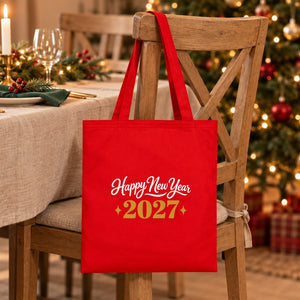 Tote bag de Noël en coton – sacs en tissu 35 × 40 cm naturel, rouge ou noir, 9 motifs Noël & Nouvel An 2027 – coton gabardine - Pamusan.fr