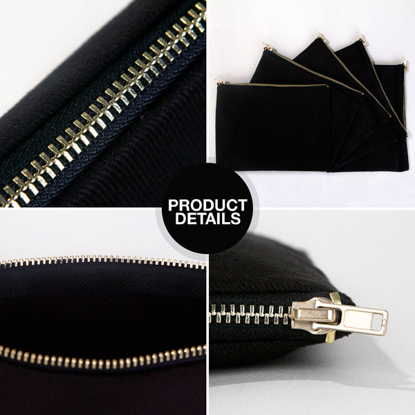 Clutch Bag Black 8"x6" – Cotton Zipper Cosmetic & Reusable Makeup Pouch - Pamusan.com