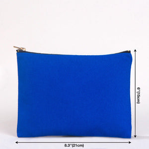 Clutch Bag Saks Blue – 8"x6" Cotton Zipper Cosmetic & Makeup Pouch - Pamusan.com