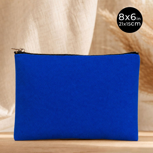 Clutch Bag Saks Blue – 8"x6" Cotton Zipper Cosmetic & Makeup Pouch - Pamusan.com