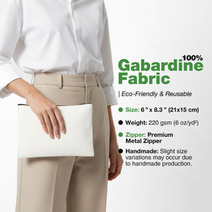 Clutch Bag White 8"x6" – Cotton Zipper Cosmetic & Makeup Pouch - Pamusan.com