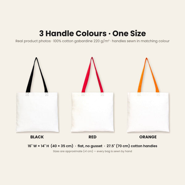 Sac en coton de Noël à anses colorées – tote bag 40 × 35 cm, anses noires, rouges ou orange, 9 motifs Noël & Nouvel An 2027 - Pamusan.fr