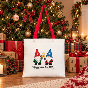 Sac en coton de Noël à anses colorées – tote bag 40 × 35 cm, anses noires, rouges ou orange, 9 motifs Noël & Nouvel An 2027 - Pamusan.fr