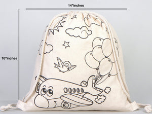 Kids Coloring Drawstring Bag Cotton School Bag with Car Design (No Pencil Included) — view 7 | Pamusan