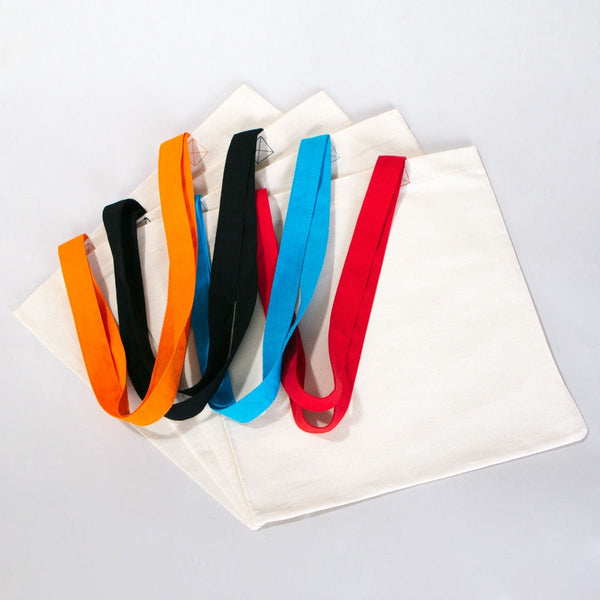 Cotton Tote Bag – 16" × 14" (40 × 35 cm) – Red Handles - Pamusan.com