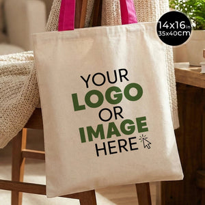 Sac fourre-tout personnalisé en toile avec anses fuchsia - 35 x 40 cm - 280 g/m² - Pamusan.com