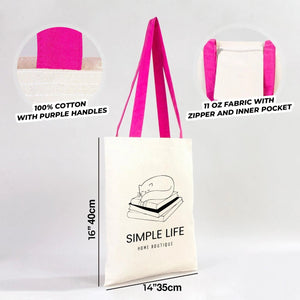 Sac fourre-tout en toile personnalisable avec anses fuchsia - 35 x 40 cm - 280 g/m² - Pamusan.com