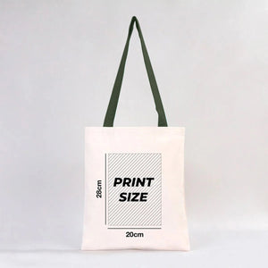 Tote bag avec informations sur la taille de l'impression sur fond blanc pour Pamusan.