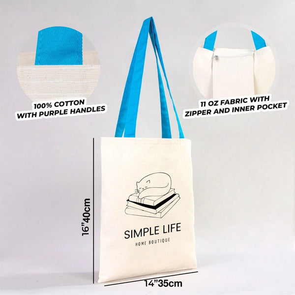 Sac fourre-tout en toile personnalisé avec anses turquoise - 35 x 40 cm - 280 g/m² - Pamusan.com
