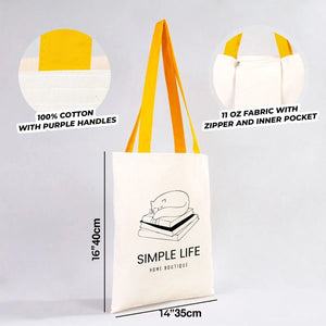 Sac fourre-tout personnalisé en toile avec anses jaunes - 35 x 40 cm - 280 g/m² - Pamusan.com