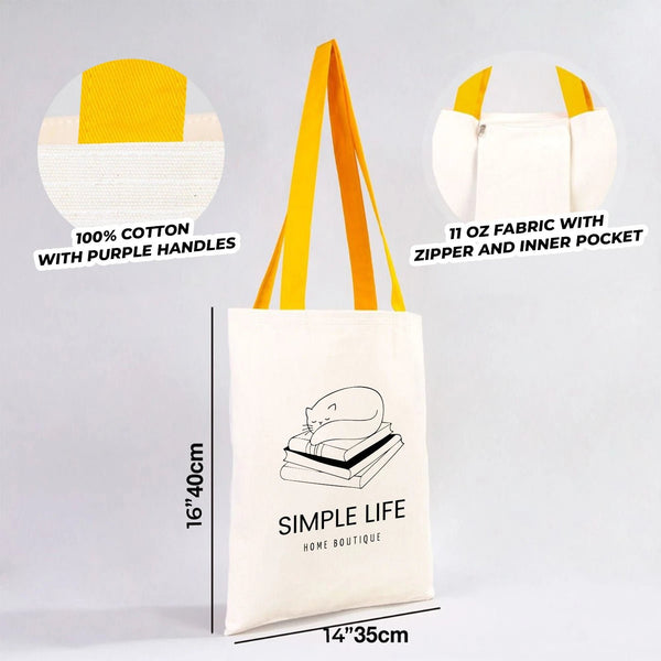 Sac fourre-tout personnalisé en toile avec anses jaunes - 35 x 40 cm - 280 g/m² - Pamusan.com