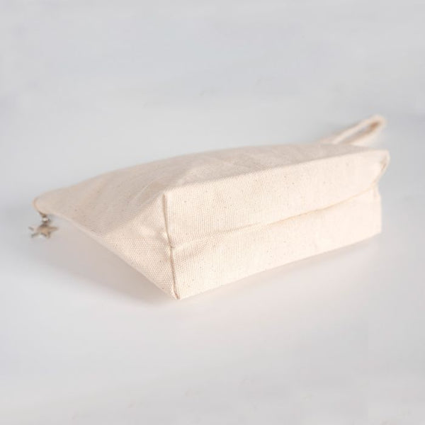Natural cotton canvas zipper pouch with star zipper pull – Pamusan.com