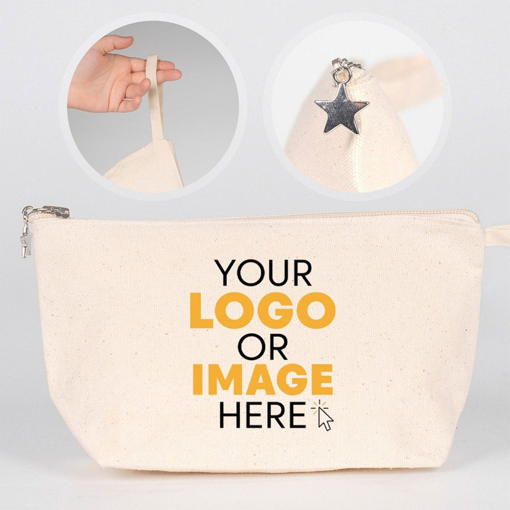 Custom canvas zipper pouch 12" x 7" x 3" printed with your own logo – Pamusan.com